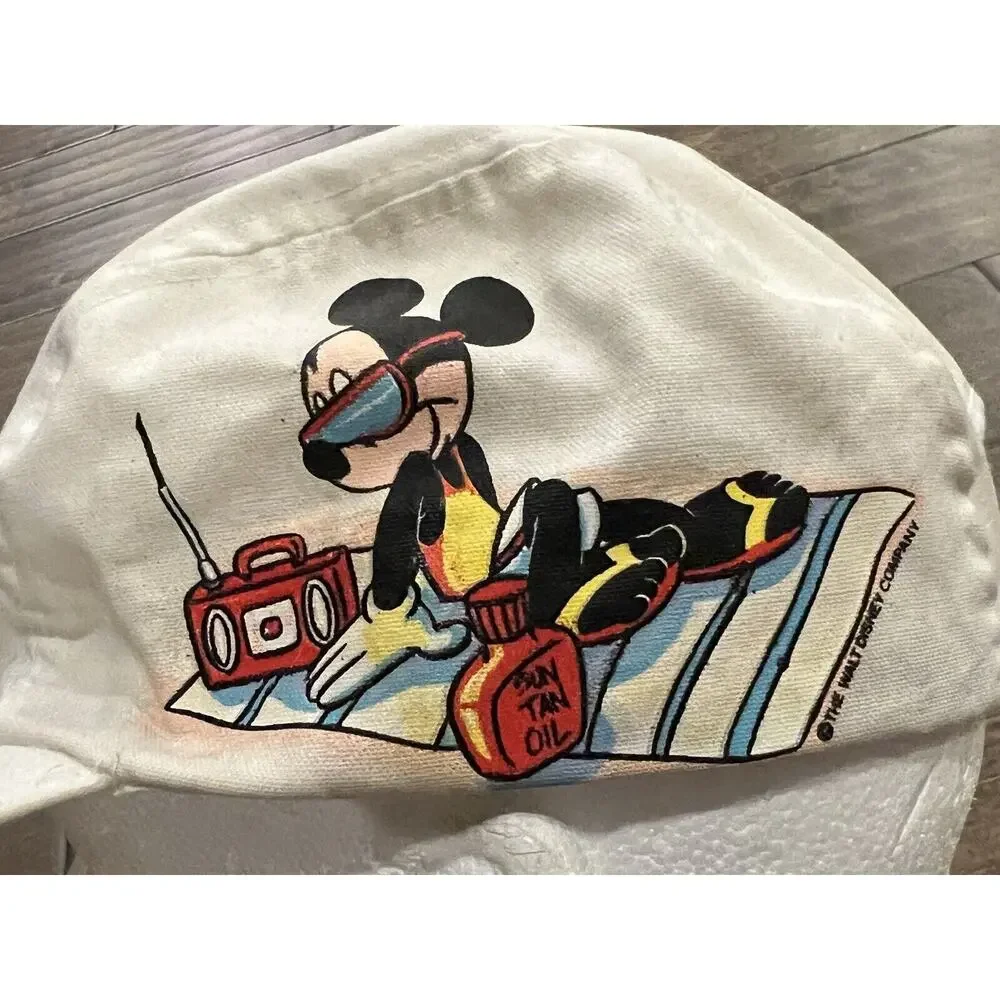 Vintage 80s 90s Unisex White Disney Depoe Bay Oregon Stretch Adjustable Hat Cap